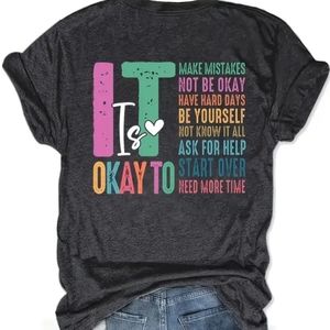 Graphic Tee with Colorful Text